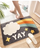 Thảm lau chân lông xù chữ nhật Sky thấm nước, chống trượt 40x60 cm