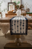 Khăn trải bàn table runner hoạ tiết màu nước viền đăng ten 36x140 / 33x220 cm