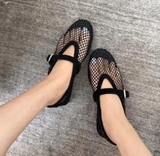 Giày A/lai/a Strass Fishnet Ballet Flats