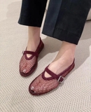 Giày A/lai/a Strass Fishnet Ballet Flats
