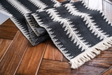 Khăn trải bàn table runner hoạ tiết xương cá trắng đen 33x140 / 30x220 cm