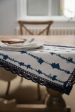 Khăn trải bàn table runner hoạ tiết màu nước viền đăng ten 36x140 / 33x220 cm