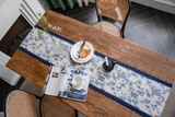 Khăn trải bàn table runner hoa xanh dương viền đăng ten 36x140 cm