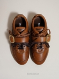 Giày M/iu M/iu Leather Sneakers w Buckle