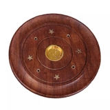 Đế gỗ tròn cắm trầm khắc họa tiết phối đồng - HO2392