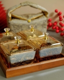 Bộ khay bánh mứt thuỷ tinh 4 chén