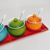 Bộ 3 hũ đựng gia vị tròn kèm khay Le Creuset