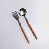Bộ 1 muỗng & 1 nĩa kim loại không gỉ cán sứ màu pastel - HO2387