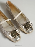 Giày Fer/ra/ga/mo New Vara Plate Ballerina Flats