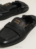 Giày M/iu M/iu Ruches Nappa Leather Loafers
