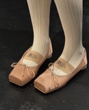 Giày Mai*son Mar*gie*la MM6 Logo Strap Ballet Flats - Size 36