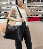 Túi tote da thật da sần khoá kéo
