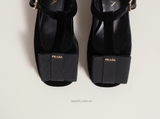Giày P/ra/da Bow Velvet Pumps