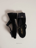 Giày P/ra/da Bow Velvet Pumps