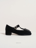 Giày P/ra/da Bow Velvet Pumps