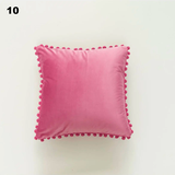 Vỏ gối vuông sofa nhung pom pom 45x45 cm