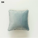 Vỏ gối vuông sofa nhung pom pom 45x45 cm