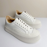 Giày sneakers da thật trắng không thương hiệu - Size 36