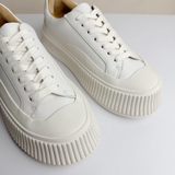 Giày sneakers da thật trắng không thương hiệu - Size 36