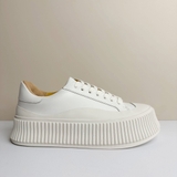 Giày sneakers da thật trắng không thương hiệu - Size 36