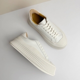 Giày sneakers da thật trắng không thương hiệu - Size 36