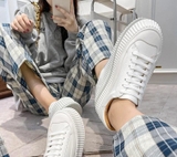 Giày sneakers da thật trắng không thương hiệu - Size 36