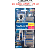 Dao cạo râu cao cấp Nhật KAI Axia 5 Blade (9 đầu thay) AX-9BS - Cán thép không gỉ