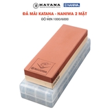 Đá mài dao Naniwa thương hiệu KATANA 2 viên độ mịn trung và cao #1000/#6000 (185x65x30mm) - NKP-1000/6000C đế kèm hộp đựng bảo quản