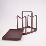 Giá để thớt 2 ngăn thép không gỉ màu đen nhám cao cấp độ rộng 4.2cm - KE2N (14x12x16cm)
