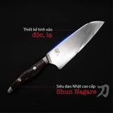 Dao bếp Nhật cao cấp KAI Shun Nagare Santoku - Dao thái 3 trong 1 NDC0702 (180mm)