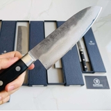 Dao bếp Nhật cao cấp Tojiro Atelier Santoku thép Damascus 63 lớp VG10 - Dao thái đa năng 170mm TA-SA170