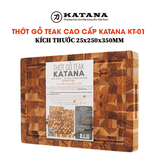 Thớt gỗ teak cao cấp KATANA KT01 chữ nhật kích thước 25x250x350mm