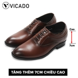 Giày buộc dây nam da bò cao cấp tăng chiều cao 7cm Oxfords VICADO VB0115