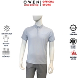 Áo thun polo Nam Tay Ngắn Có Cổ Owen APV253605 màu xám nhạt dáng suông Body fit tà bằng có túi Chất liệu Nylon Spandex