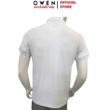 Áo thun polo Nam Tay Ngắn Có Cổ Owen APV253609 màu trắng phối xanh xám Dáng suông body fit tà bằng xẻ tà chất liệu cotton