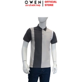 Áo thun polo Nam Tay Ngắn Có Cổ Owen APV253632 màu xám phối be trắng sáng suông tà bằng xẻ tà chất liệu cotton