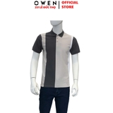 Áo thun polo Nam Tay Ngắn Có Cổ Owen APV253632 màu xám phối be trắng sáng suông tà bằng xẻ tà chất liệu cotton