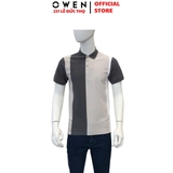 Áo thun polo Nam Tay Ngắn Có Cổ Owen APV253632 màu xám phối be trắng sáng suông tà bằng xẻ tà chất liệu cotton