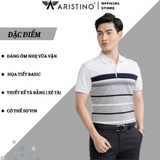 Áo Thun Polo Nam Cổ Bẻ Aristino APS018S3 Màu: Xám 319 kẻ jacquard