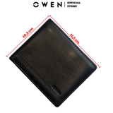 Ví Nam Owen Ví Da Bóp Nam VD232665 màu đen da sần kiểu dáng ví ngang chất liệu da bò thật