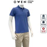 Áo Thun polo Nam Tay Ngắn Có Cổ Owen APV233214 màu xanh trơn dáng body fit chất liệu cotton