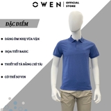 Áo Thun polo Nam Tay Ngắn Có Cổ Owen APV233214 màu xanh trơn dáng body fit chất liệu cotton