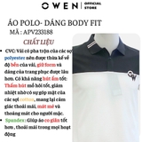 Áo Thun polo Nam Tay Ngắn Có Cổ Owen APV233188 phối màu đen trắng dáng body fit chất liệu CVC spandex