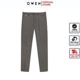 Quần Kaki Nam Owen QKS241326 màu xám đậm dáng ôm slim fit 2 cạp chất liệu poly recycled (Renu)