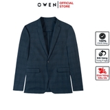 Áo Demi - Blazer Owen BL231705 màu kẻ caro xanh đậm dáng regular fit chất vải polyester