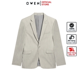 Áo Demi - Blazer Owen BL241356 màu be nhạt dáng suông regular fit 1 cúc tà xẻ 2 bên chất liệu TR spandex