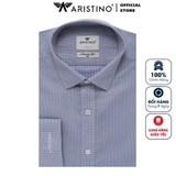 Áo Sơ Mi Nam Tay Dài Aristino ALS00108 Màu Caro Xanh Nhỏ Kiểu Dáng Regular Fit Chất Liệu Tencel