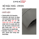 Bộ mặc nhà OWEN BMN241329 màu xám  dáng reguler fit cổ 3 phân kéo khóa bo chun gấu tay chất liệu Poly spandex