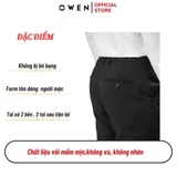 Quần Tây Nam Owen QST242915R màu đen trơn dáng ôm slim fit cạp tăng đơ chất liệu nano