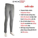 Quần Tây Nam Owen QST242826 màu xám nhạt dáng ôm slim fit cạp tăng đơ chất liệu nano